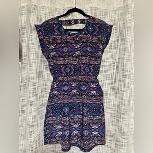 Pink Republic Navy & Purple Patterned Midi Dress